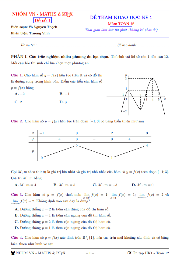 17 đề tham khảo cuối học kỳ 1 toán 12 cấu trúc trắc nghiệm mới