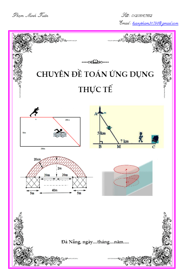 242 bài tập trắc nghiệm chuyên đề toán ứng dụng thực tế – phạm minh tuấn