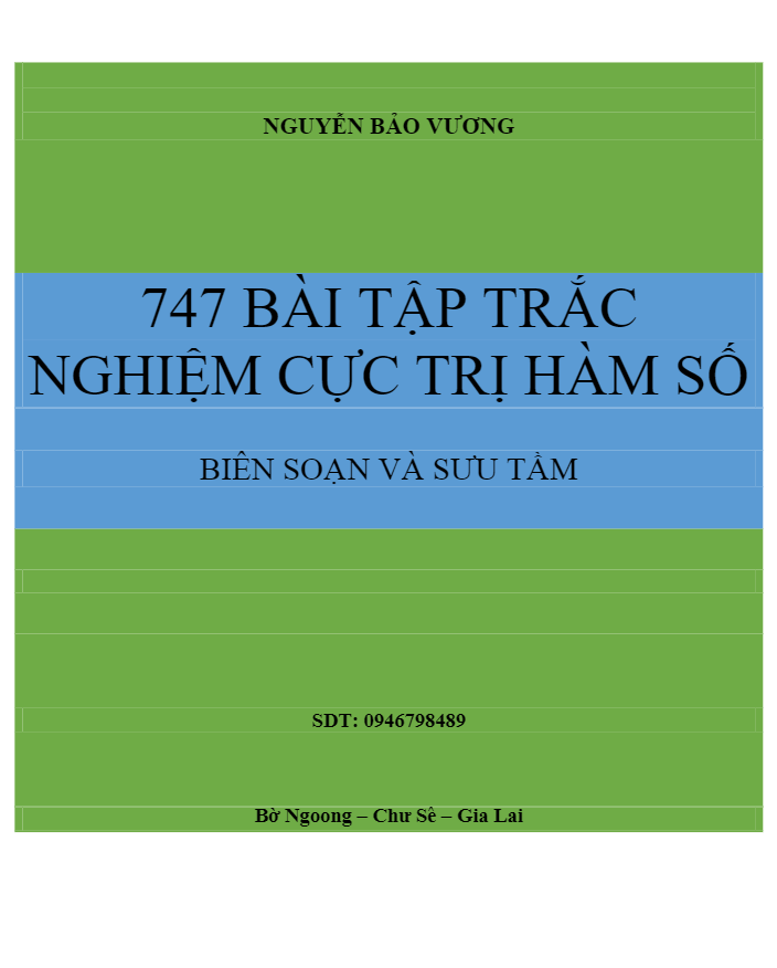 747 bài tập trắc nghiệm cực trị hàm số – nguyễn bảo vương