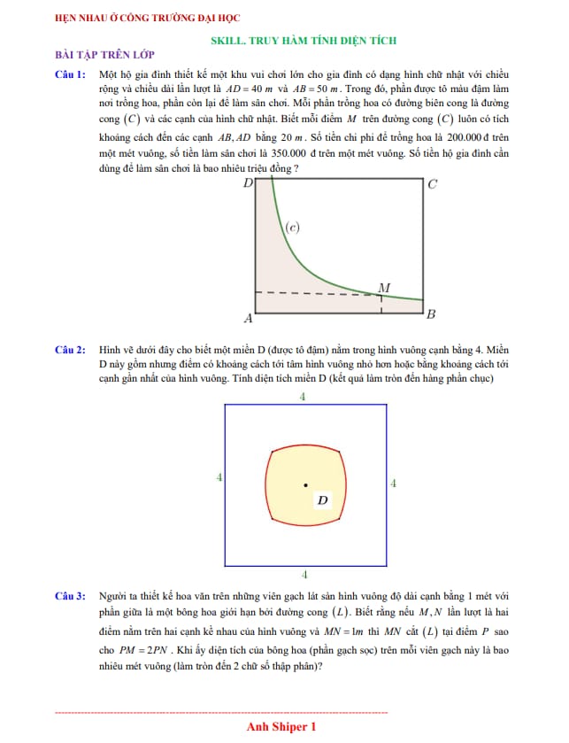 áp dụng kỹ thuật truy hàm để tính diện tích hình phẳng