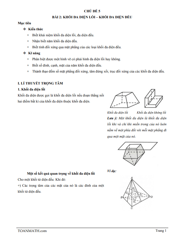 bài giảng khối đa diện lồi và khối đa diện đều