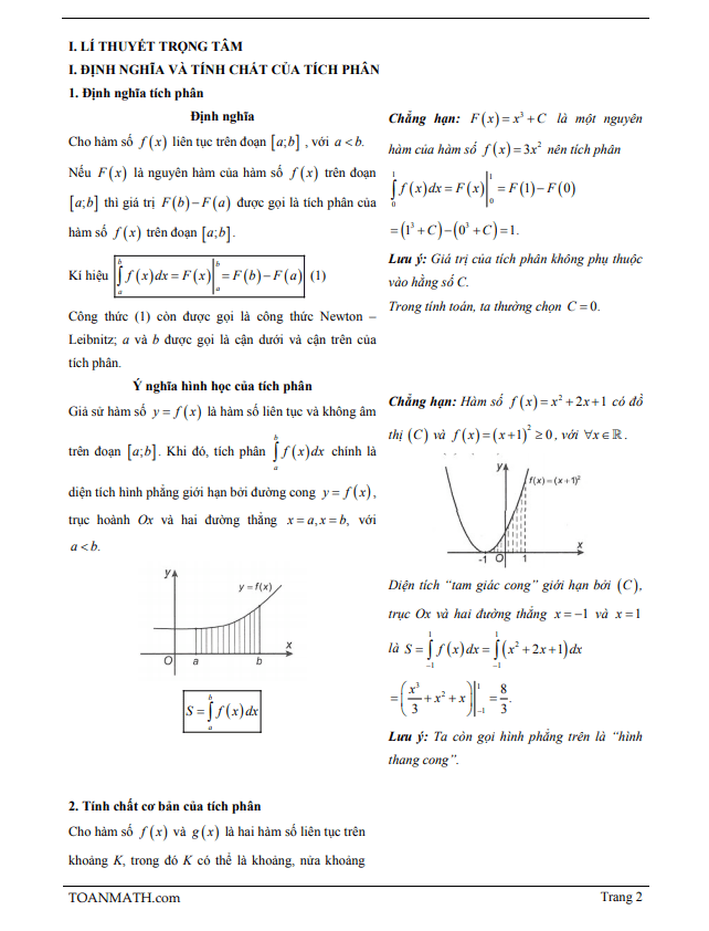 bài giảng tích phân và phương pháp tính tích phân