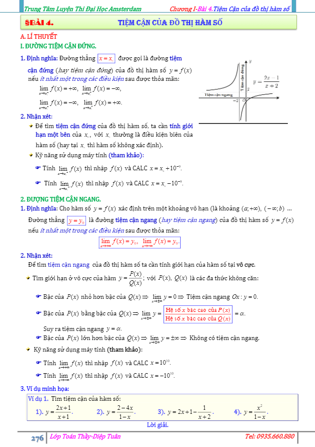 bài tập đường tiệm cận của đồ thị hàm số – diệp tuân