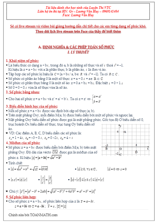 bài tập trắc nghiệm chuyên đề số phức – lương văn huy