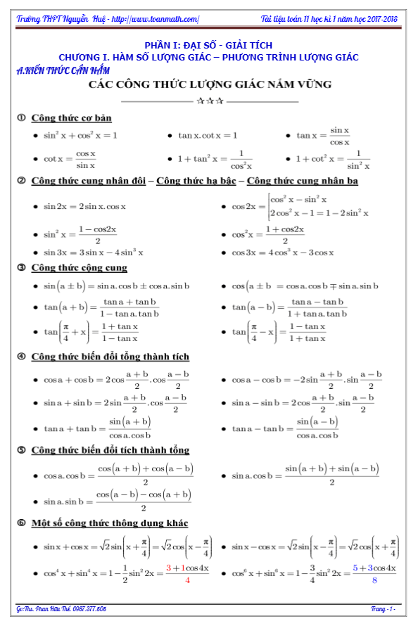 bài tập trắc nghiệm hàm số lượng giác và phương trình lượng giác – phan hữu thế