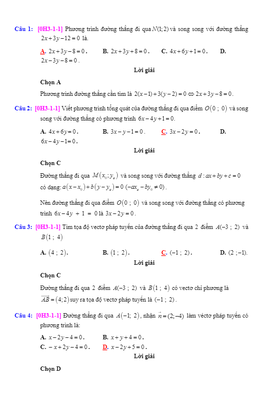 bài tập trắc nghiệm phương pháp tọa độ trong mặt phẳng oxy có lời giải chi tiết