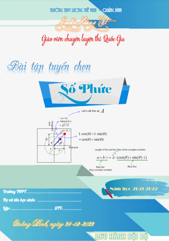 bài tập tuyển chọn số phức – nguyễn hoàng việt