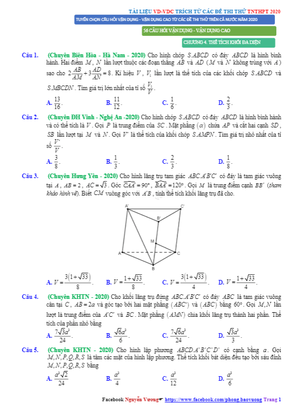 bài tập vd – vdc khối đa diện và thể tích của chúng