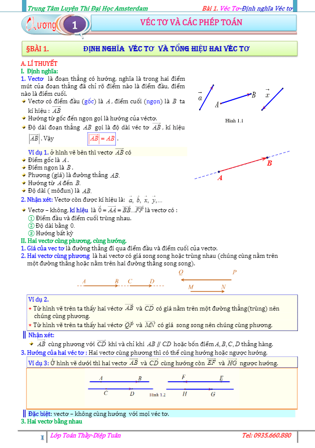 bài tập véctơ và các phép toán – diệp tuân
