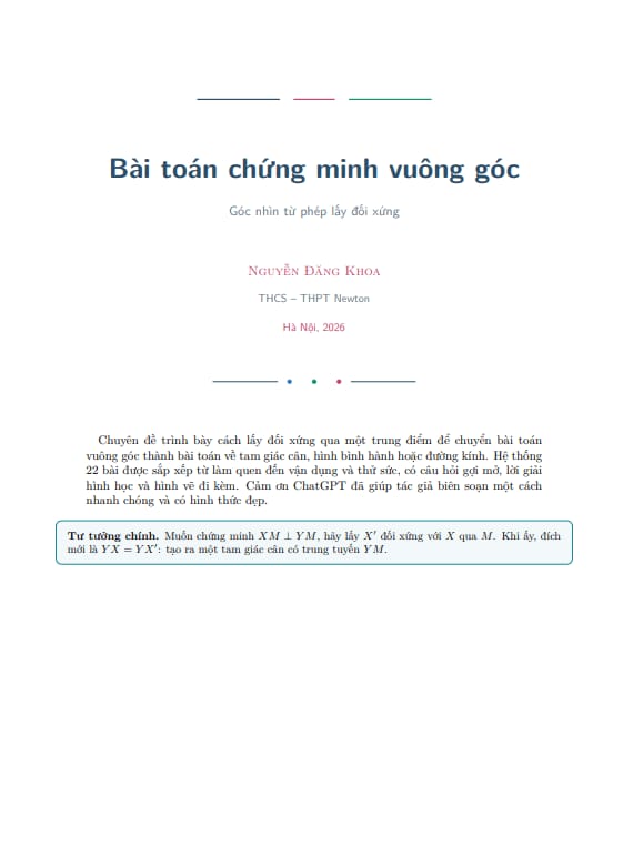 bài toán chứng minh vuông góc – góc nhìn từ phép lấy đối xứng
