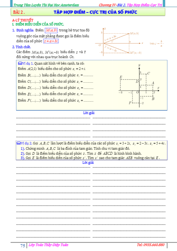 bài toán tìm tập hợp điểm và cực trị của số phức – diệp tuân