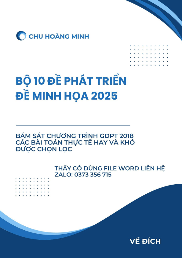 bộ 10 đề phát triển đề minh họa tốt nghiệp thpt năm 2025 môn toán