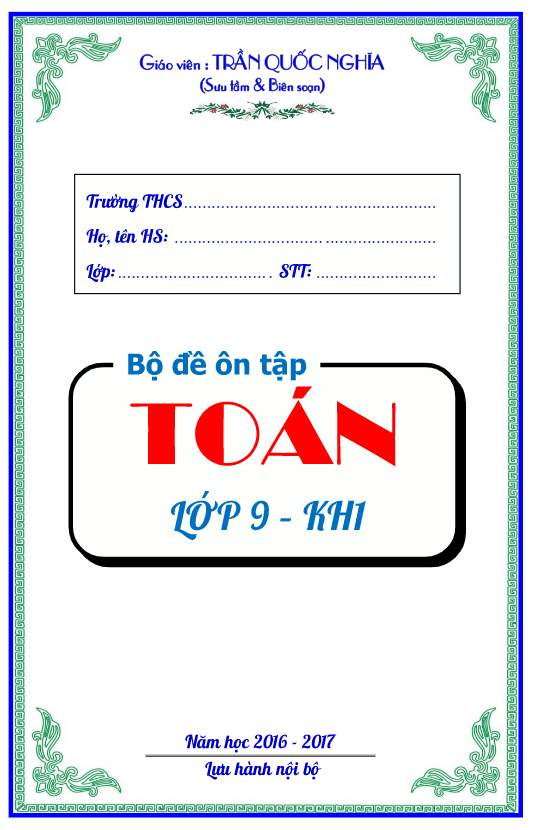 bộ đề thi hk1 toán 9 – trần quốc nghĩa