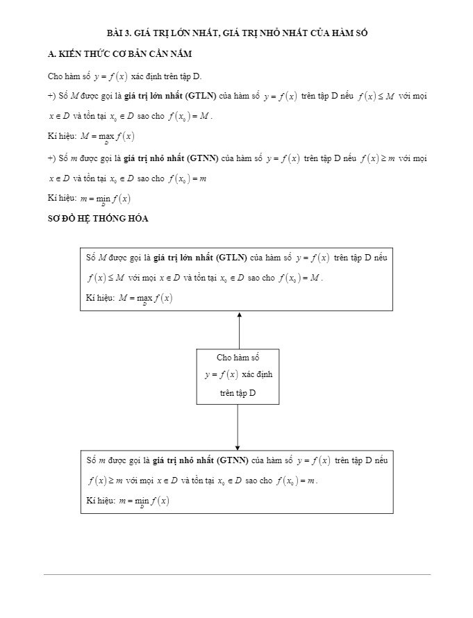 các dạng bài tập trắc nghiệm vdc giá trị lớn nhất và giá trị nhỏ nhất của hàm số