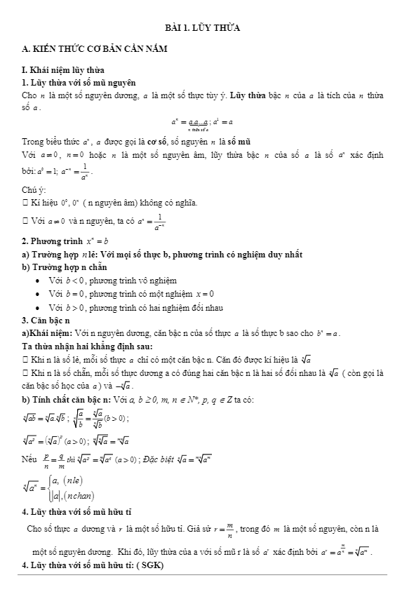 các dạng bài tập vdc hàm số lũy thừa, hàm số mũ và hàm số lôgarit