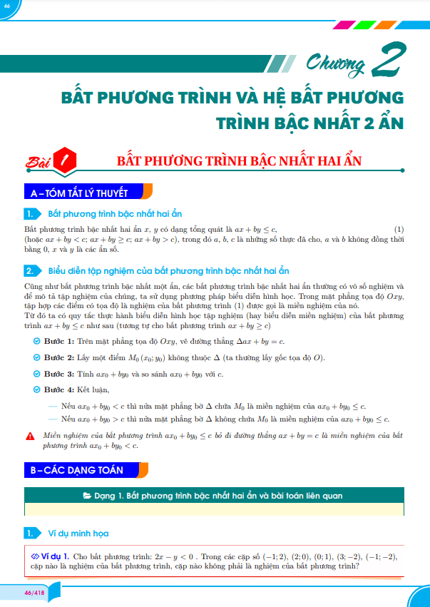 các dạng toán bất phương trình và hệ bất phương trình bậc nhất hai ẩn thường gặp