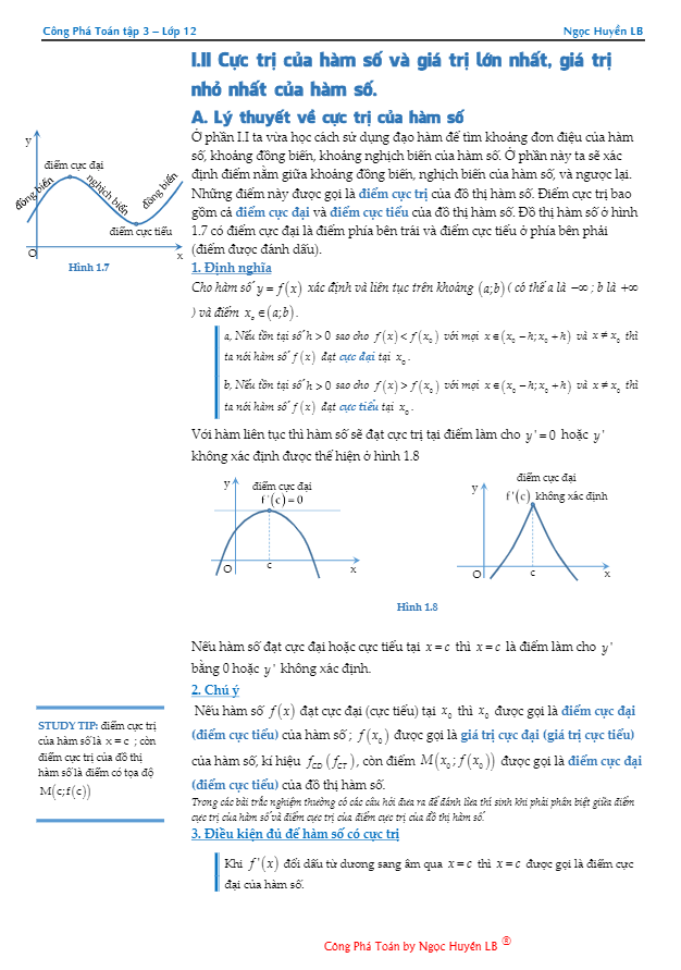 các dạng toán liên quan đến cực trị của hàm số – vũ ngọc huyền