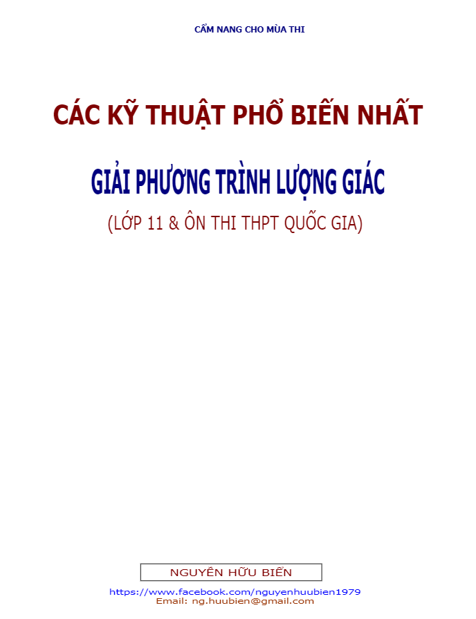 các kỹ thuật phổ biến nhất giải phương trình lượng giác – nguyễn hữu biển