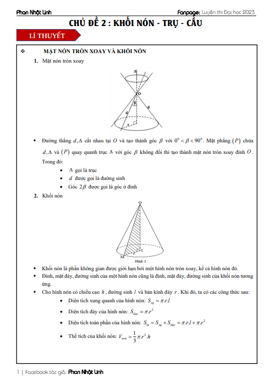 chủ đề khối nón – khối trụ – khối cầu ôn thi tốt nghiệp thpt môn toán