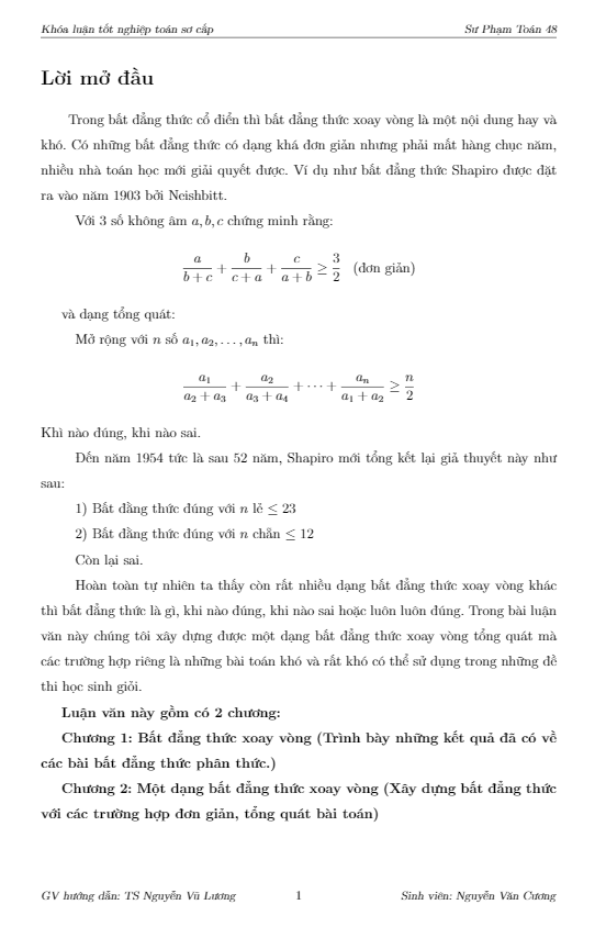chuyên đề bất đẳng thức xoay vòng – nguyễn văn cương