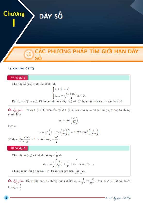 chuyên đề các phương pháp tìm giới hạn dãy số bồi dưỡng hsg toán thpt