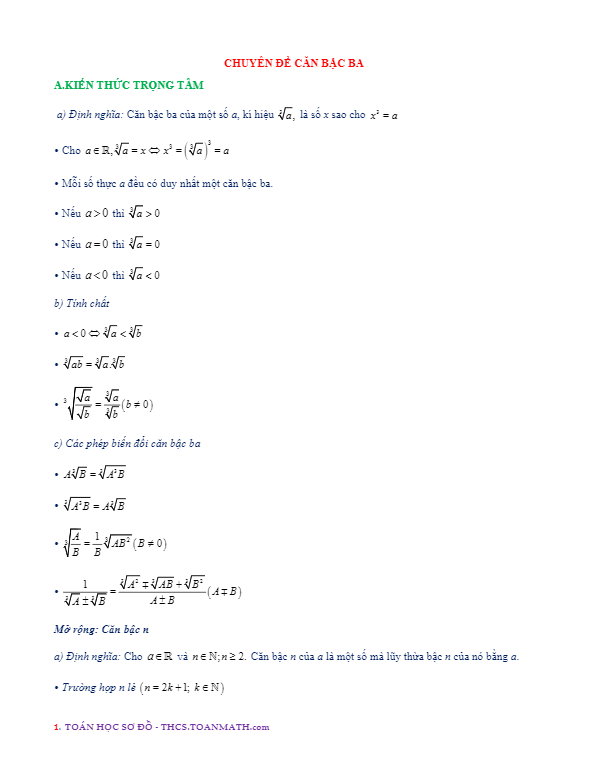 chuyên đề căn bậc ba