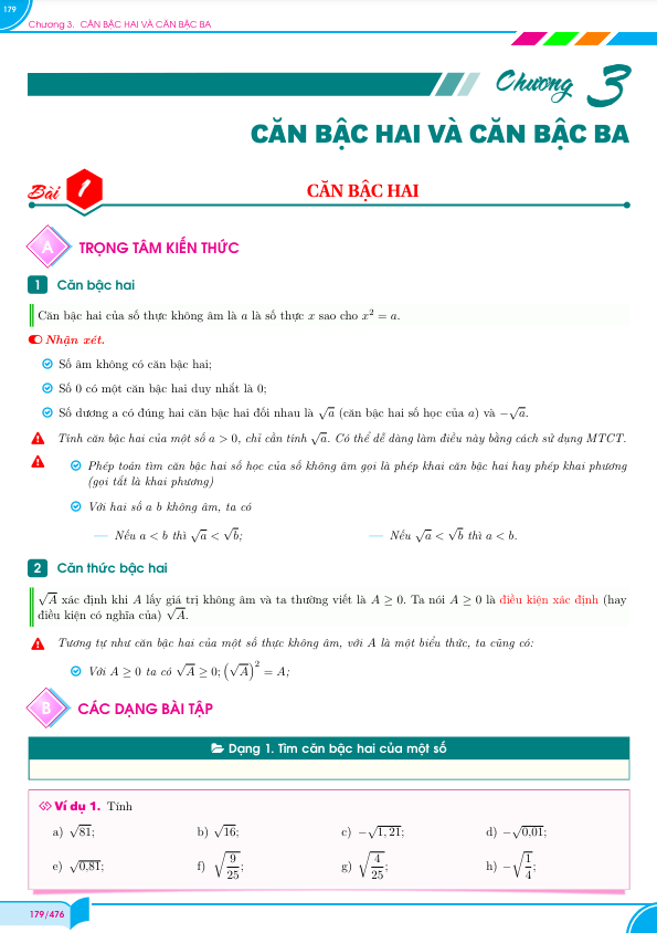 chuyên đề căn thức toán 9 chân trời sáng tạo
