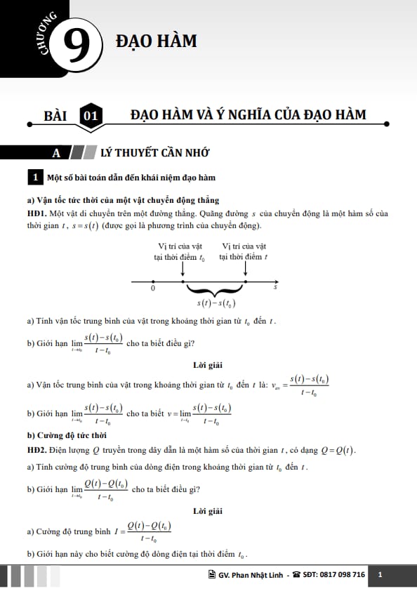 chuyên đề đạo hàm môn toán 11 chương trình mới – phan nhật linh