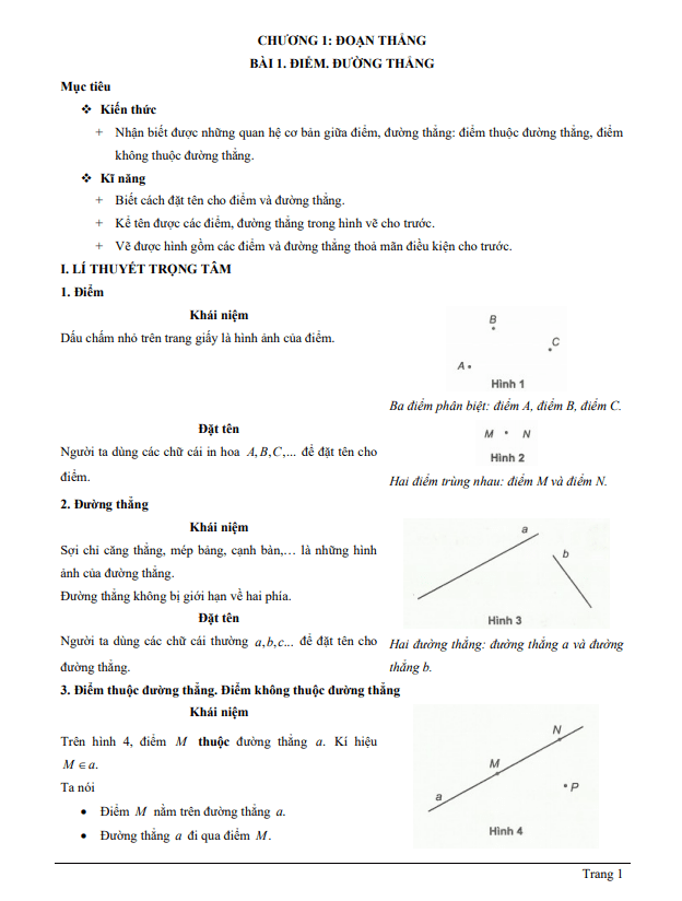 chuyên đề điểm và đường thẳng