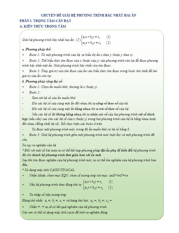 chuyên đề giải hệ phương trình bậc nhất hai ẩn