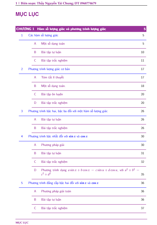 chuyên đề hàm số lượng giác và phương trình lượng giác – nguyễn tài chung