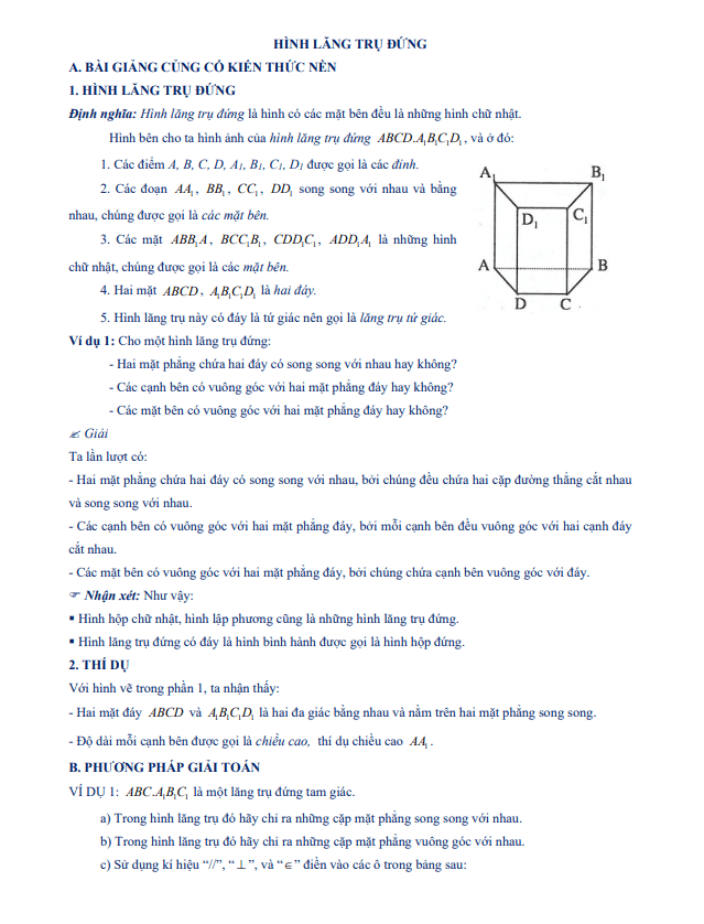 chuyên đề hình lăng trụ đứng