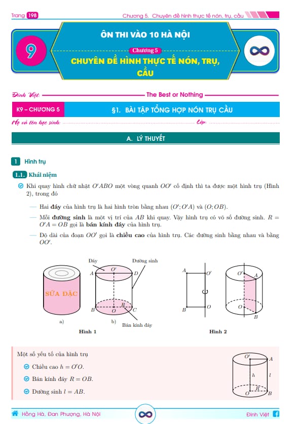 chuyên đề hình thực tế nón – trụ – cầu ôn thi tuyển sinh vào lớp 10 môn toán