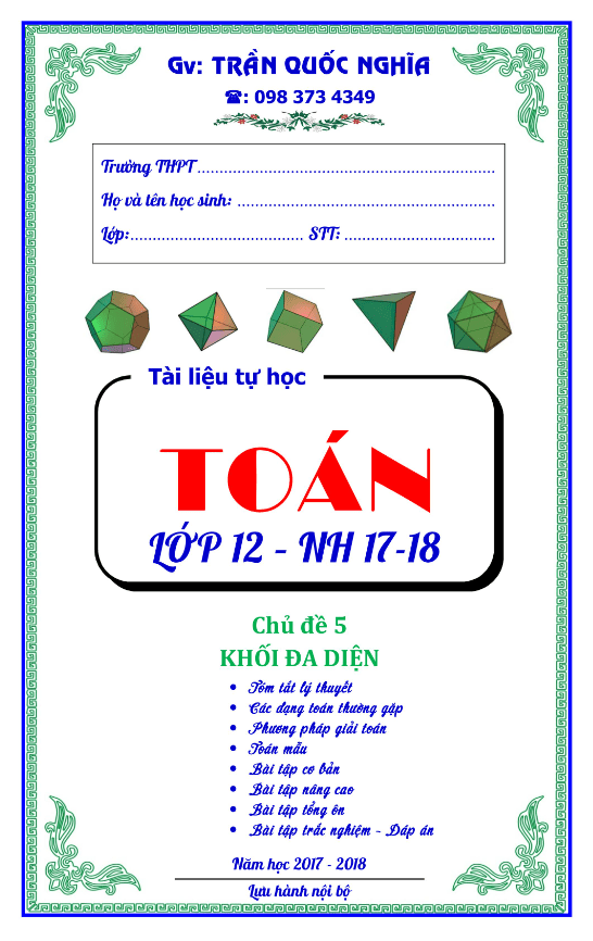 chuyên đề khối đa diện – trần quốc nghĩa