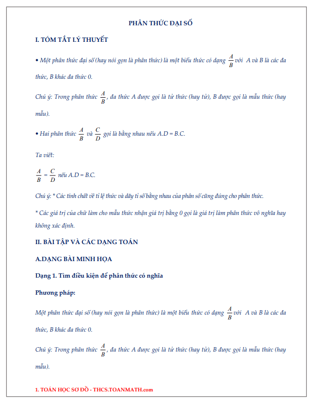 chuyên đề phân thức đại số