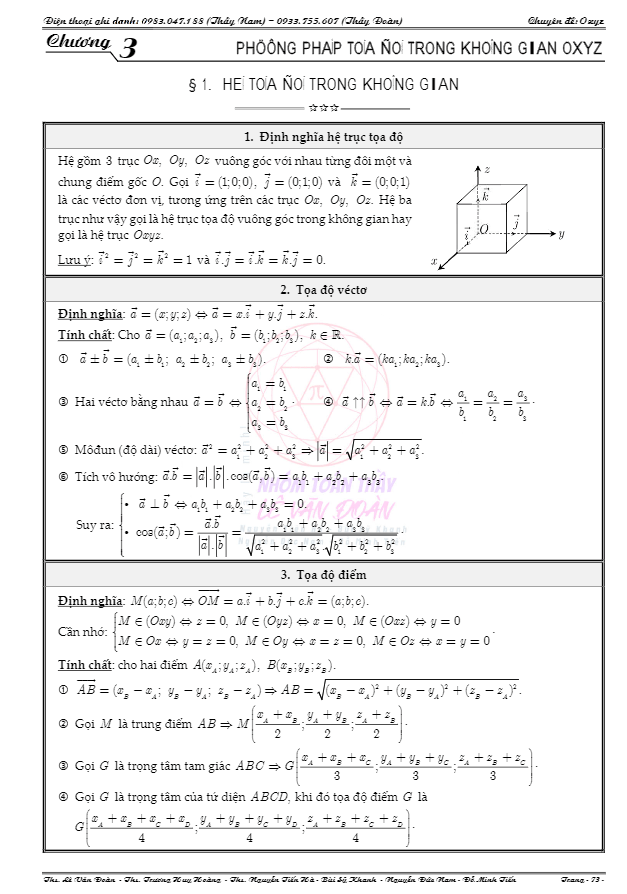 chuyên đề phương pháp tọa độ trong không gian oxyz – lê văn đoàn