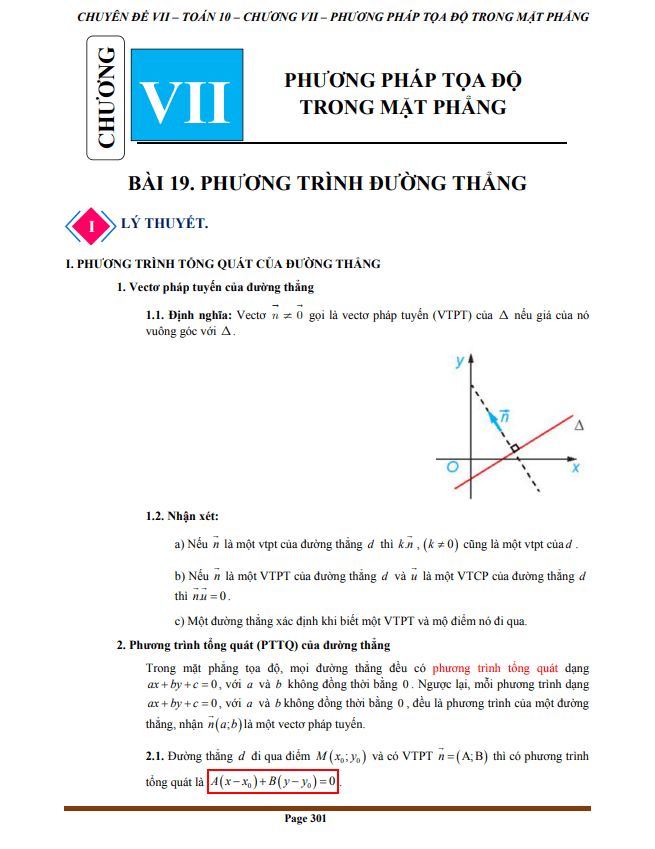 chuyên đề phương pháp tọa độ trong mặt phẳng toán 10 knttvcs