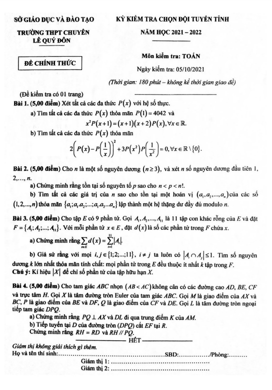 đề chọn đội tuyển tỉnh môn toán năm 2021 – 2022 trường chuyên lê quý đôn – khánh hòa
