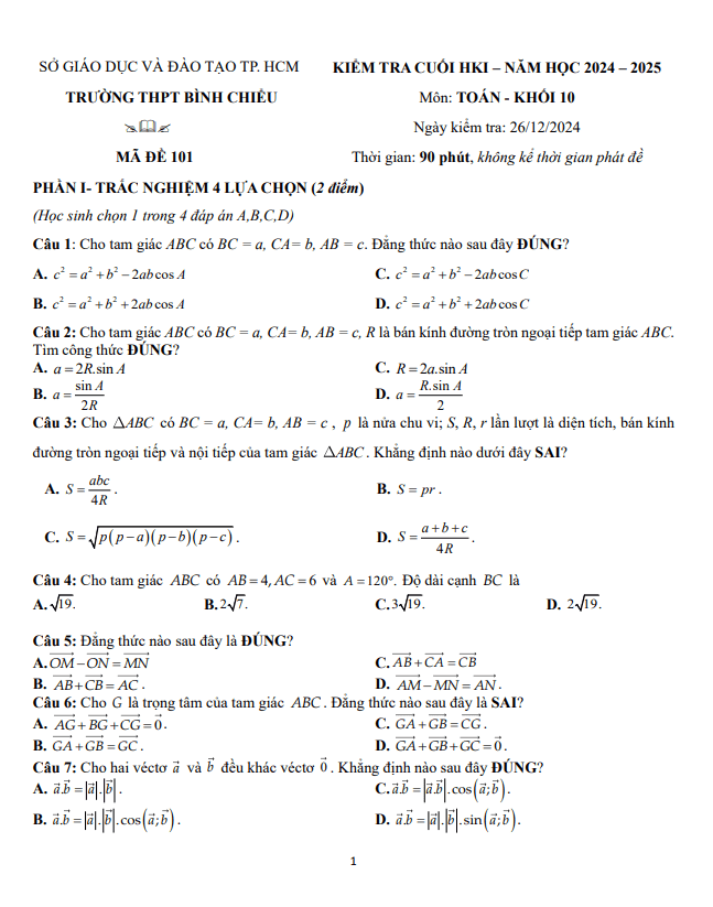 đề cuối kỳ 1 toán 10 năm 2024 – 2025 trường thpt bình chiểu – tp hcm