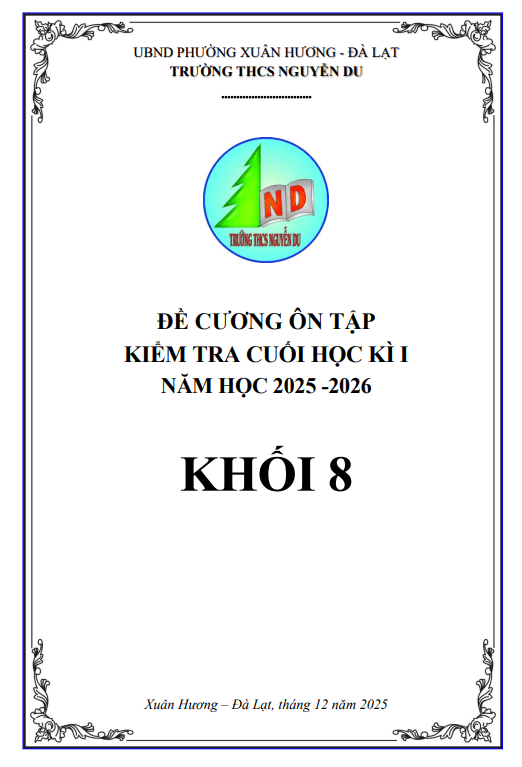 đề cương cuối học kì 1 toán 8 năm 2025 – 2026 trường thcs nguyễn du – lâm đồng