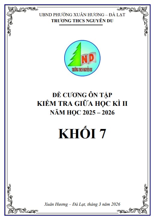 đề cương giữa học kì 2 toán 7 năm 2025 – 2026 trường thcs nguyễn du – lâm đồng