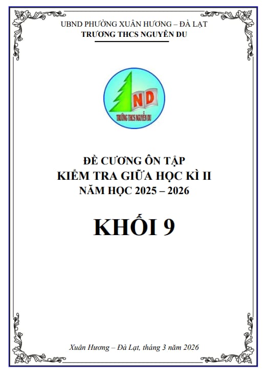 đề cương giữa học kì 2 toán 9 năm 2025 – 2026 trường thcs nguyễn du – lâm đồng