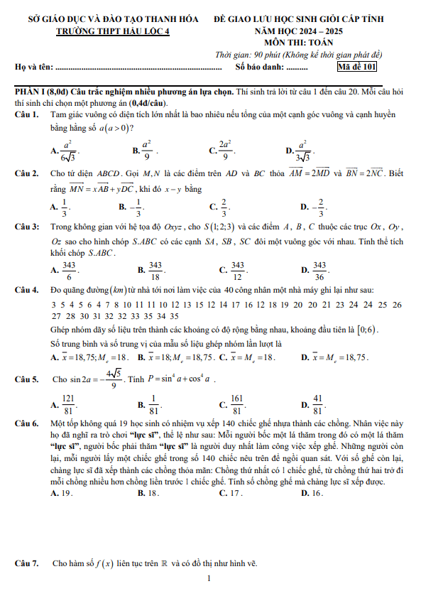 đề giao lưu hsg toán 12 năm 2024 – 2025 trường thpt hậu lộc 4 – thanh hóa