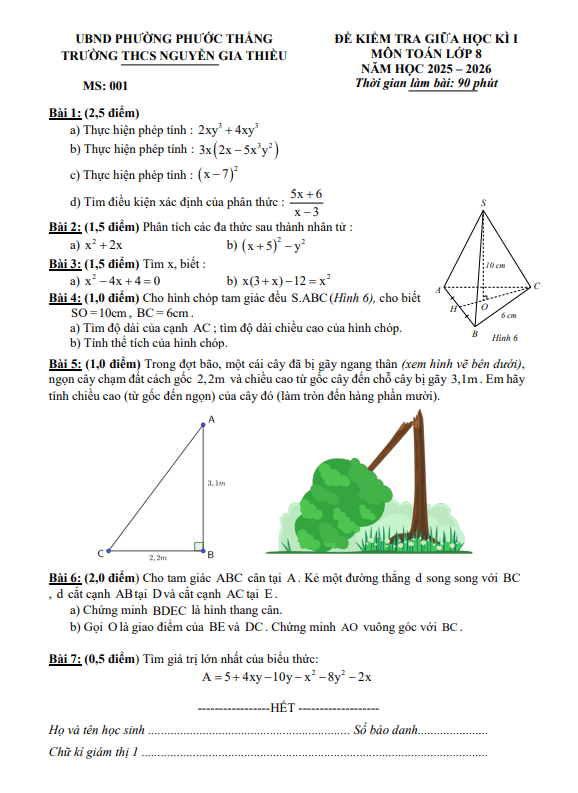 đề giữa học kỳ 1 toán 8 năm 2025 – 2026 trường thcs nguyễn gia thiều – tp hcm