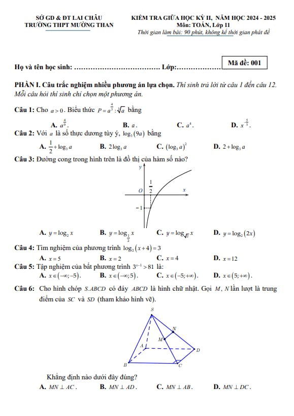 đề giữa học kỳ 2 toán 11 năm 2024 – 2025 trường thpt mường than – lai châu