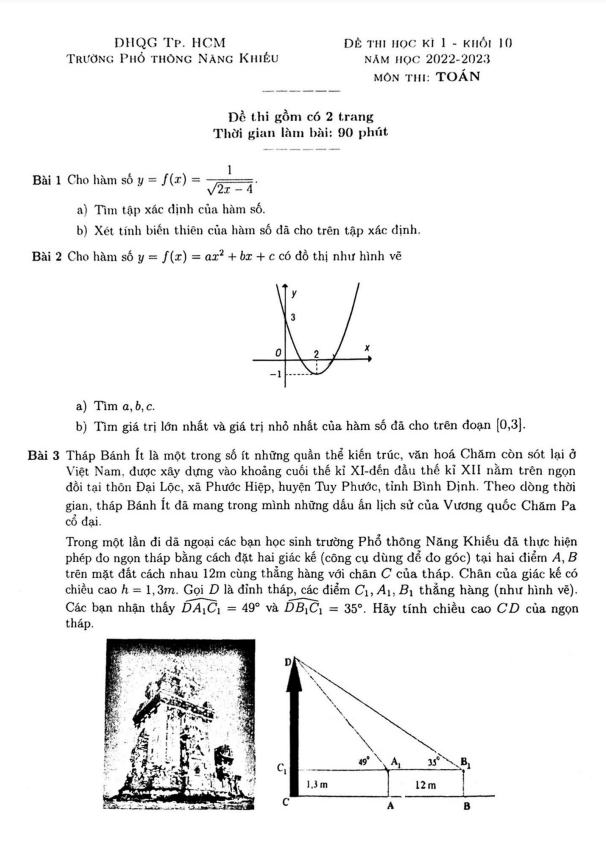 đề học kì 1 toán 10 năm 2022 – 2023 trường phổ thông năng khiếu – tp hcm