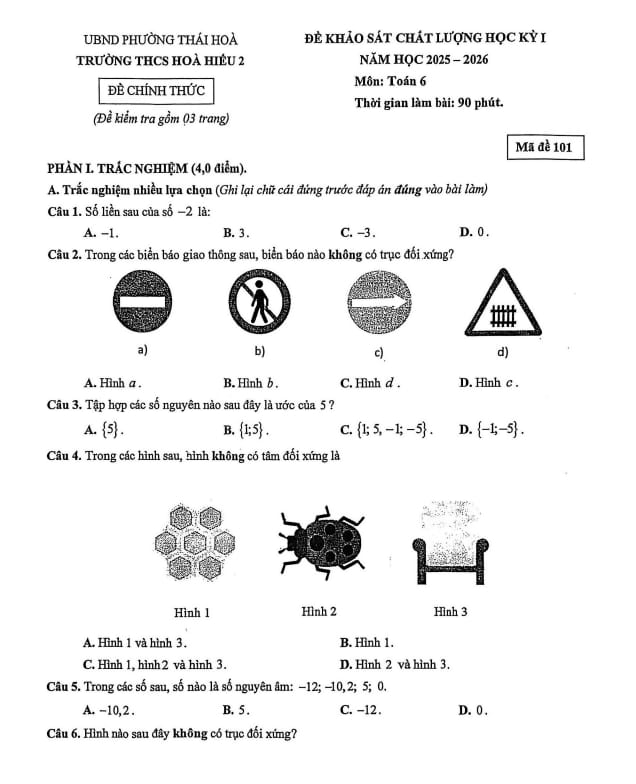 đề học kỳ 1 toán 6 năm 2025 – 2026 trường thcs hòa hiếu 2 – nghệ an
