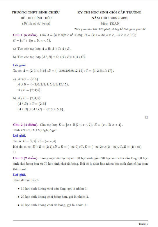 đề học sinh giỏi toán 10 năm 2022 – 2023 trường thpt bình chiểu – tp hcm