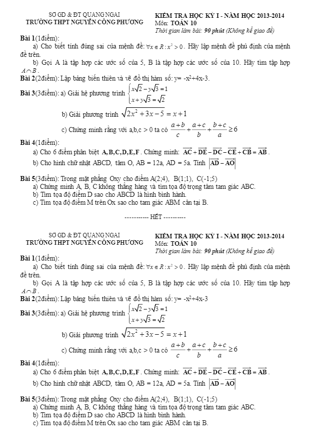 đề thi hk1 lớp 10 trường nguyễn công phương – quảng ngãi 2013 – 2014