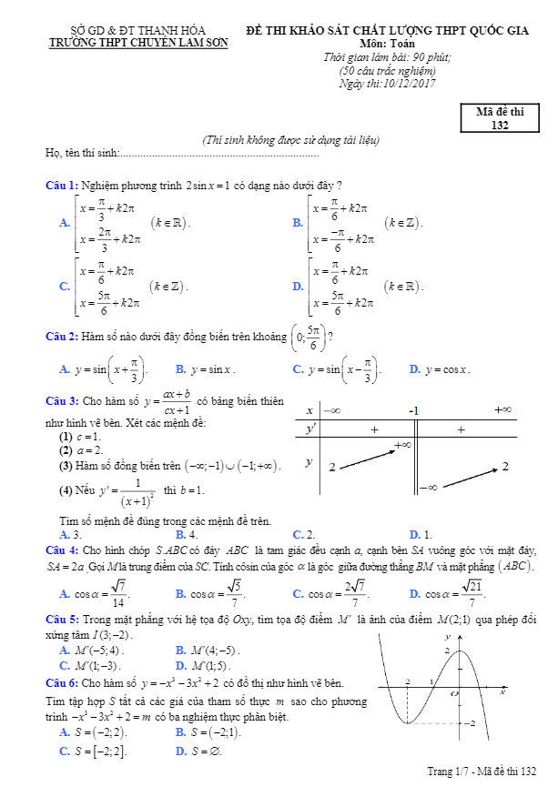 đề thi thử môn toán 2018 thpt quốc gia trường thpt chuyên lam sơn – thanh hóa